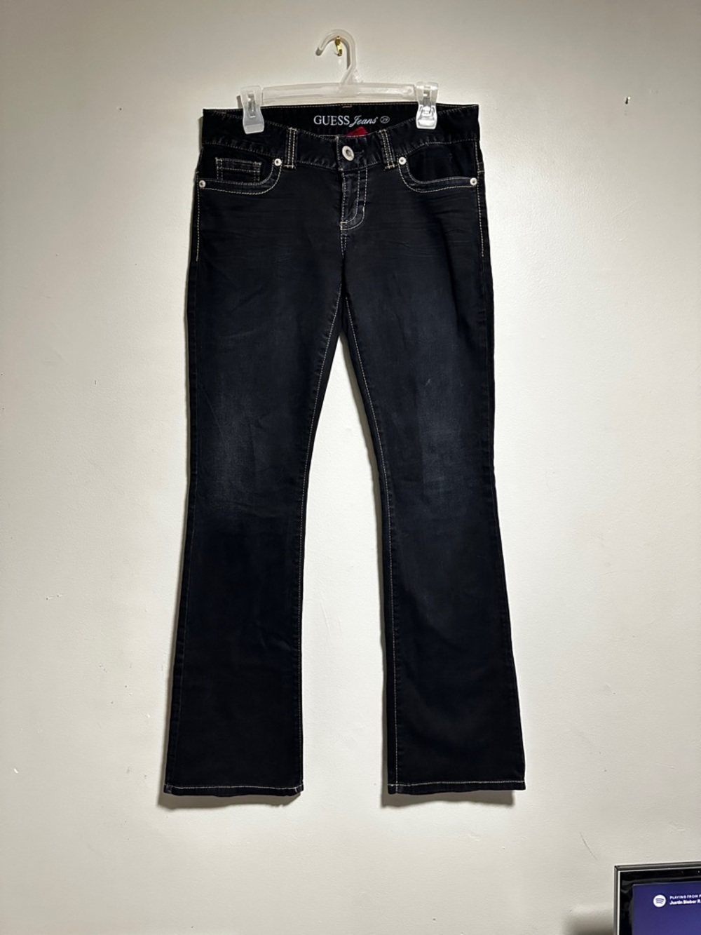 GUESS Black Boot Cut Jeans with Contrast Stitching